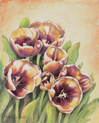 Purple Tulips I Black Ornate Wood Framed Art Print with Double Matting by Babbitt, Gwendolyn