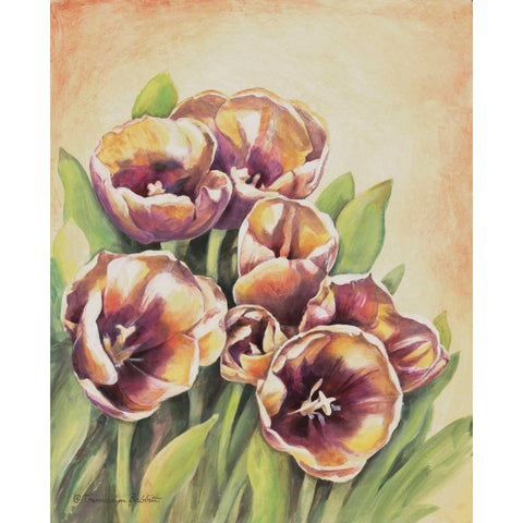 Purple Tulips I Gold Ornate Wood Framed Art Print with Double Matting by Babbitt, Gwendolyn