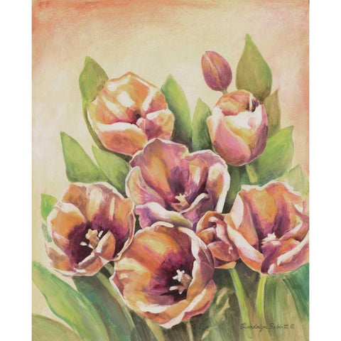 Purple Tulips II White Modern Wood Framed Art Print by Babbitt, Gwendolyn