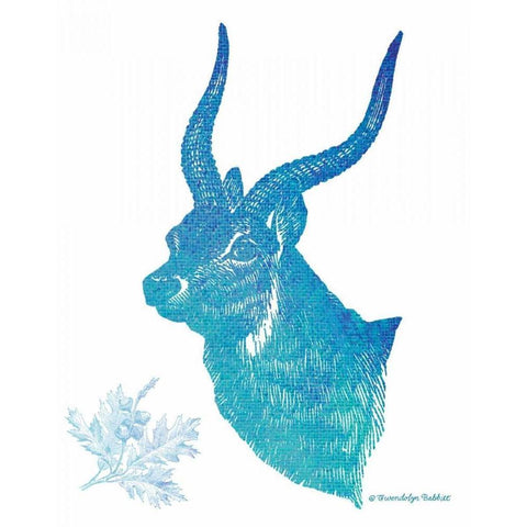 Indigo and Teal Deer II Black Modern Wood Framed Art Print with Double Matting by Babbitt, Gwendolyn