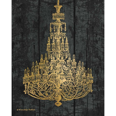 Gold Chandelier I Black Modern Wood Framed Art Print by Babbitt, Gwendolyn