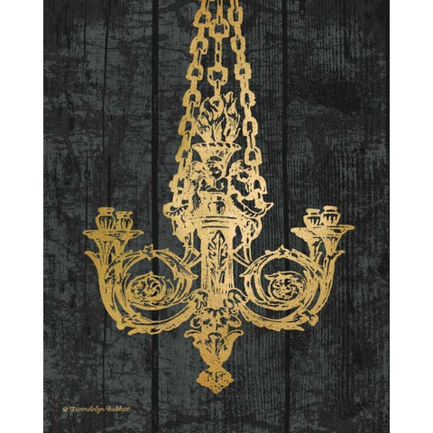 Gold Chandelier II Gold Ornate Wood Framed Art Print with Double Matting by Babbitt, Gwendolyn