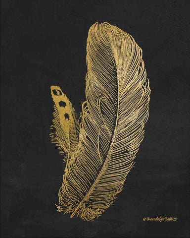 Feather on Black I Black Ornate Wood Framed Art Print with Double Matting by Babbitt, Gwendolyn