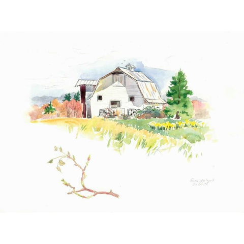 Rigefield Barn I White Modern Wood Framed Art Print by Babbitt, Gwendolyn