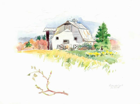 Rigefield Barn I White Modern Wood Framed Art Print with Double Matting by Babbitt, Gwendolyn