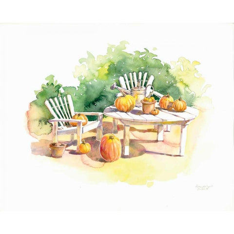 Filoli Pumpkins White Modern Wood Framed Art Print by Babbitt, Gwendolyn