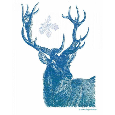 Indigo Deer I White Modern Wood Framed Art Print by Babbitt, Gwendolyn