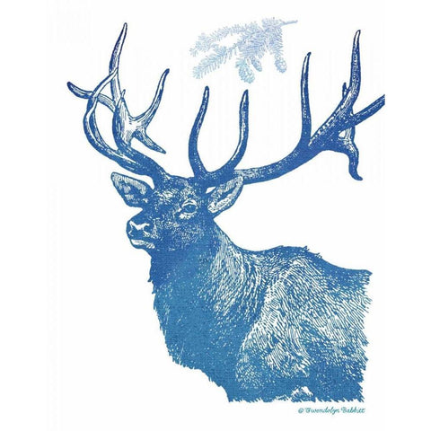 Indigo Deer II White Modern Wood Framed Art Print by Babbitt, Gwendolyn