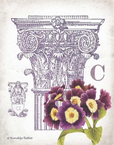 Column and Flower C Black Ornate Wood Framed Art Print with Double Matting by Babbitt, Gwendolyn