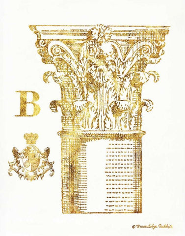 Gold Column B White Modern Wood Framed Art Print with Double Matting by Babbitt, Gwendolyn