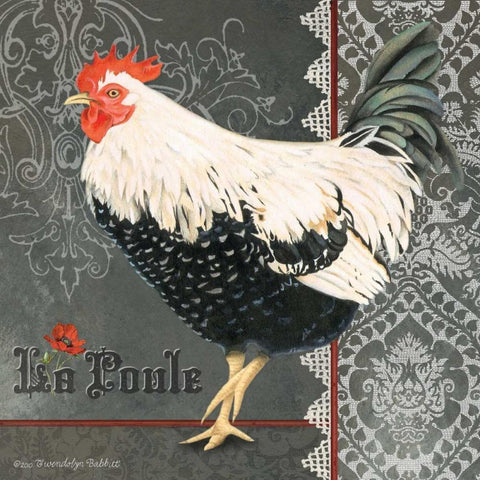 French Rooster II White Modern Wood Framed Art Print by Babbitt, Gwendolyn