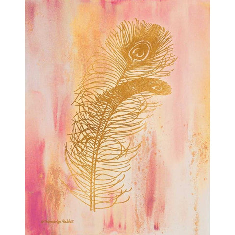 Gold on Pink I Black Modern Wood Framed Art Print with Double Matting by Babbitt, Gwendolyn