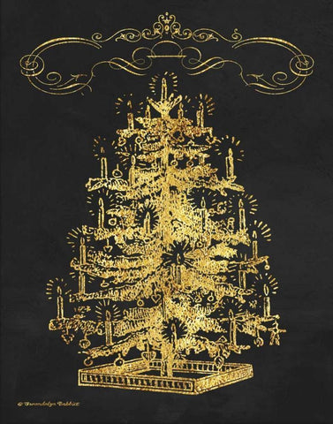 Gold Tree I Black Ornate Wood Framed Art Print with Double Matting by Babbitt, Gwendolyn