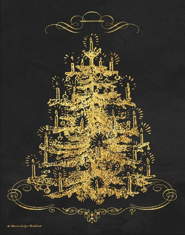 Gold Tree II Black Ornate Wood Framed Art Print with Double Matting by Babbitt, Gwendolyn