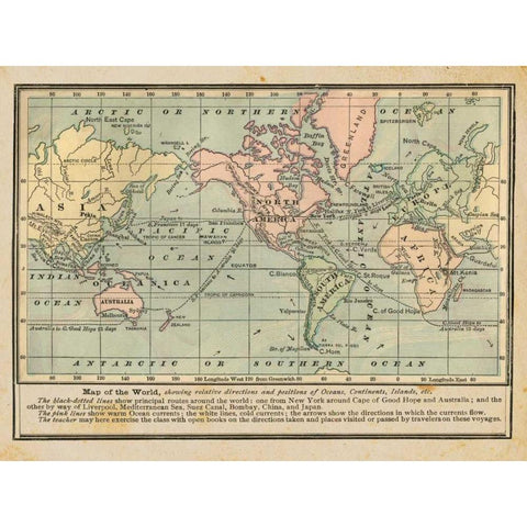 World Map I Gold Ornate Wood Framed Art Print with Double Matting by Babbit, Gwendolyn