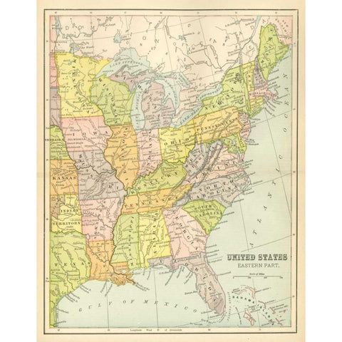 US Map East White Modern Wood Framed Art Print by Babbitt, Gwendolyn