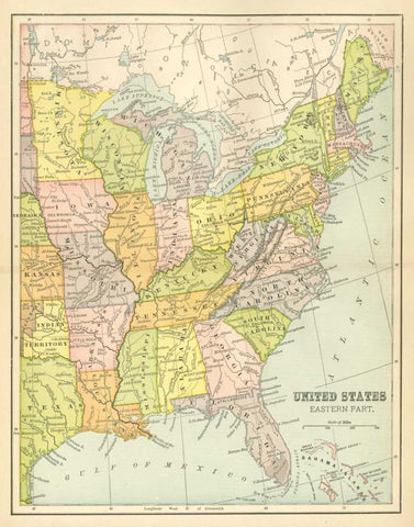 US Map East White Modern Wood Framed Art Print with Double Matting by Babbitt, Gwendolyn