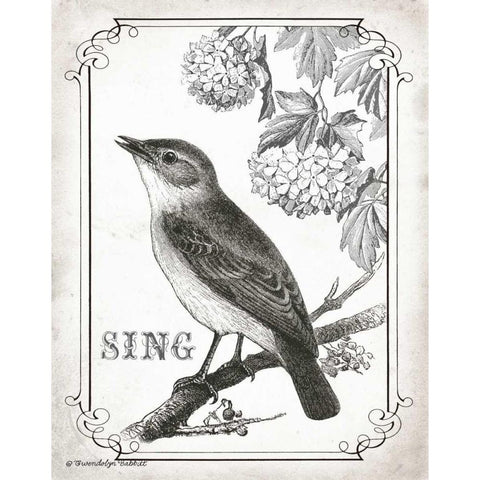 Bird Sing Black Modern Wood Framed Art Print with Double Matting by Babbitt, Gwendolyn