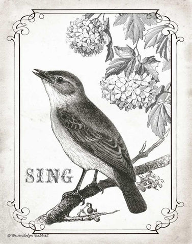 Bird Sing White Modern Wood Framed Art Print with Double Matting by Babbitt, Gwendolyn