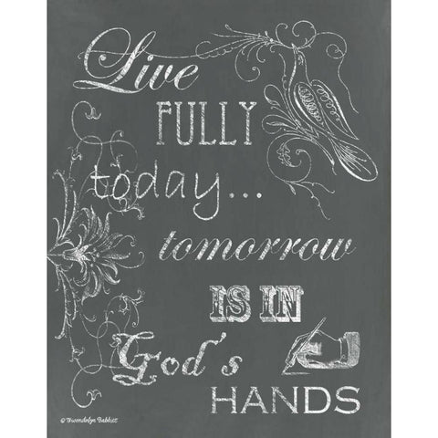 Live Fully Chalkboard Gold Ornate Wood Framed Art Print with Double Matting by Babbitt, Gwendolyn