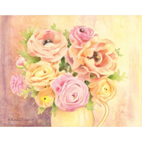 Rose Bouquet Gold Ornate Wood Framed Art Print with Double Matting by Babbitt, Gwendolyn