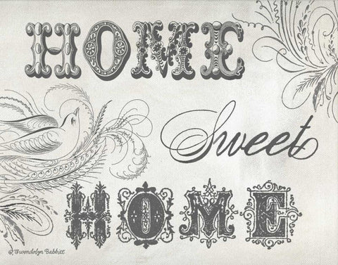 Home Sweet Home IV Black Ornate Wood Framed Art Print with Double Matting by Babbitt, Gwendolyn