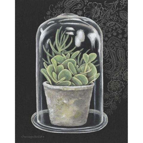 Succulent in Cloche I Gold Ornate Wood Framed Art Print with Double Matting by Babbitt, Gwendolyn