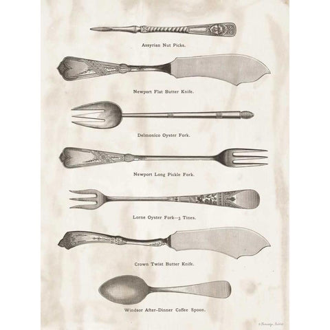 Serving Utensils II Black Modern Wood Framed Art Print with Double Matting by Babbitt, Gwendolyn