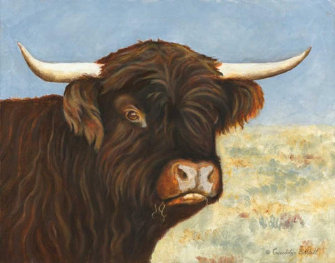 Highland Cow Black Ornate Wood Framed Art Print with Double Matting by Babbitt, Gwendolyn