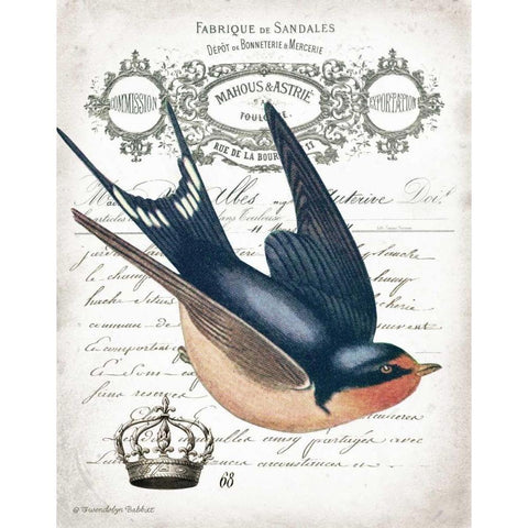 French Swallow II White Modern Wood Framed Art Print by Babbitt, Gwendolyn