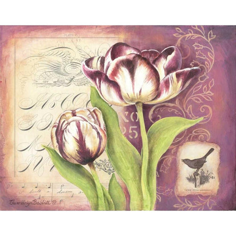 Tulip Collage I Gold Ornate Wood Framed Art Print with Double Matting by Babbitt, Gwendolyn