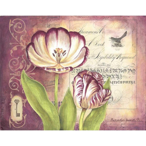 Tulip Collage II Black Modern Wood Framed Art Print with Double Matting by Babbitt, Gwendolyn