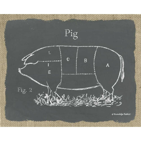 Pig on Burlap Black Modern Wood Framed Art Print with Double Matting by Babbitt, Gwendolyn