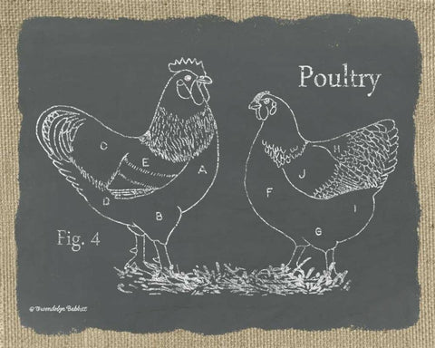 Poultry on Burlap Black Ornate Wood Framed Art Print with Double Matting by Babbitt, Gwendolyn