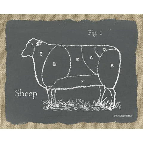 Sheep on Burlap Gold Ornate Wood Framed Art Print with Double Matting by Babbitt, Gwendolyn