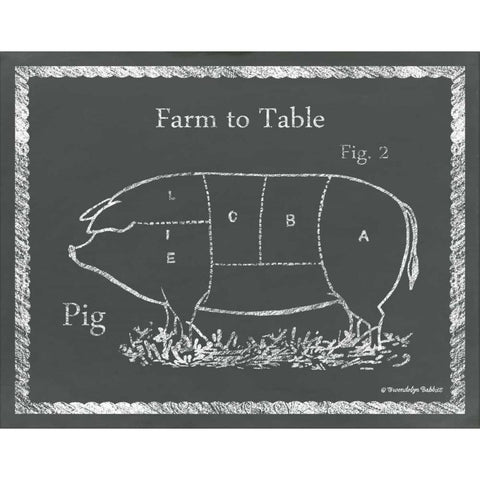 Sectioned Pig Black Modern Wood Framed Art Print with Double Matting by Babbitt, Gwendolyn