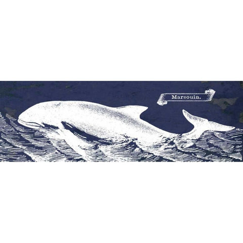 Indigo Whale II Black Modern Wood Framed Art Print with Double Matting by Babbitt, Gwendolyn