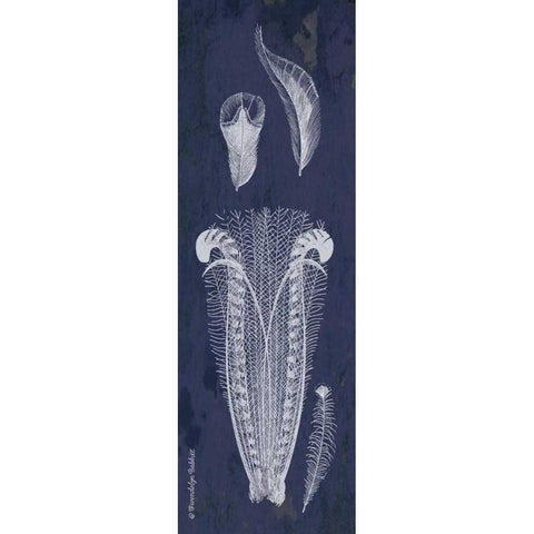 Indigo Feathers I White Modern Wood Framed Art Print by Babbitt, Gwendolyn