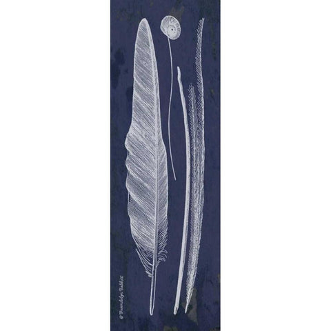 Indigo Feathers III Black Modern Wood Framed Art Print with Double Matting by Babbitt, Gwendolyn