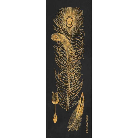 Gold Feathers II White Modern Wood Framed Art Print by Babbitt, Gwendolyn