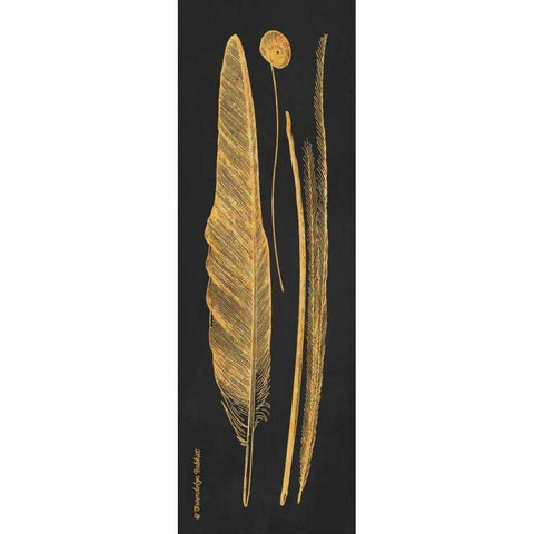 Gold Feathers III Black Modern Wood Framed Art Print with Double Matting by Babbitt, Gwendolyn