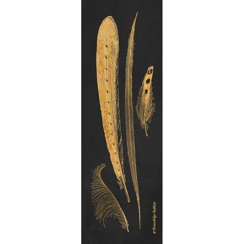 Gold Feathers IV Black Modern Wood Framed Art Print with Double Matting by Babbitt, Gwendolyn