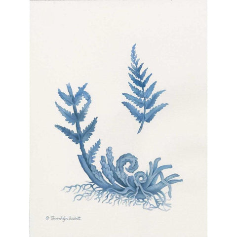 Indigo Fern I Gold Ornate Wood Framed Art Print with Double Matting by Babbitt, Gwendolyn