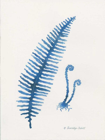 Indigo Fern II Black Ornate Wood Framed Art Print with Double Matting by Babbitt, Gwendolyn
