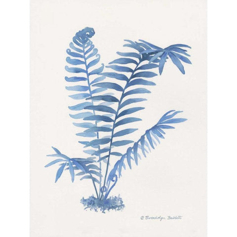 Indigo Fern III Gold Ornate Wood Framed Art Print with Double Matting by Babbitt, Gwendolyn