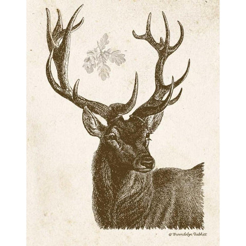 Neutral Deer I White Modern Wood Framed Art Print by Babbitt, Gwendolyn