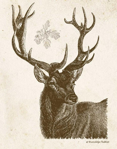 Neutral Deer I Black Ornate Wood Framed Art Print with Double Matting by Babbitt, Gwendolyn