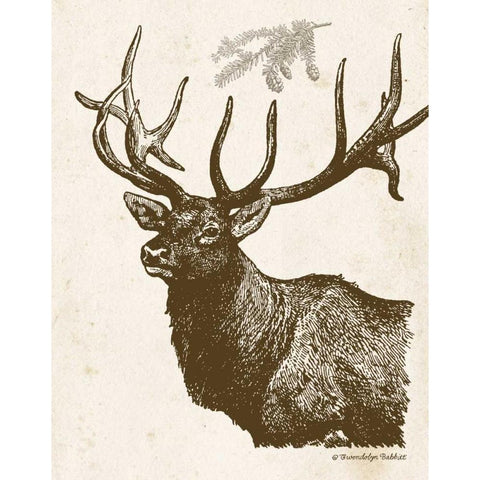 Neutral Deer II Gold Ornate Wood Framed Art Print with Double Matting by Babbitt, Gwendolyn