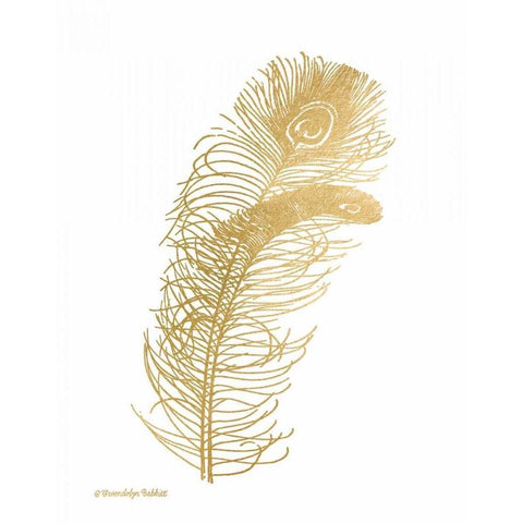 Feather on White II Gold Ornate Wood Framed Art Print with Double Matting by Babbitt, Gwendolyn