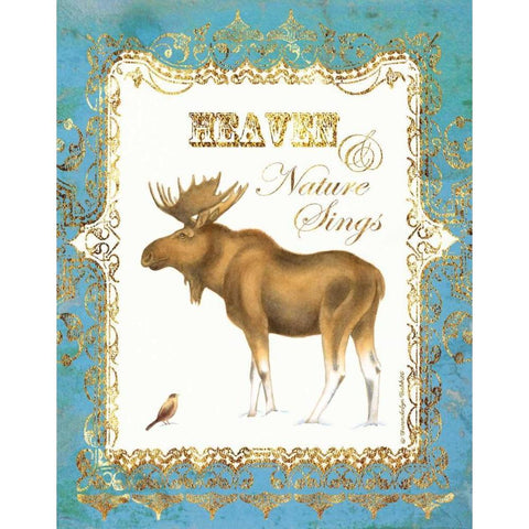 Moose in Snow Gold Ornate Wood Framed Art Print with Double Matting by Babbitt, Gwendolyn